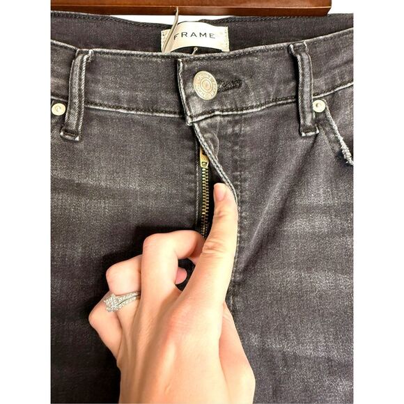 FRAME Le Slim Palazzo Jeans in Broken Black Size 31 - Picture 3 of 5